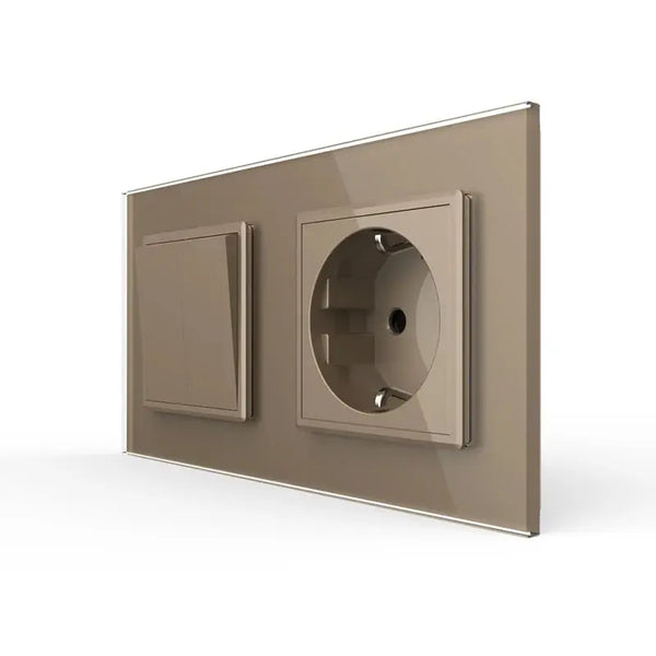 Livolo | Goud | 2+SR | Aan/Uit | Wipschakelaar met wandcontactdoos Livolo Nederland B.V.