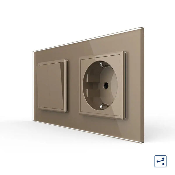 Livolo | Goud | 2+SR | Aan/Uit | Wissel | Wipschakelaar met wandcontactdoos Livolo Nederland B.V.