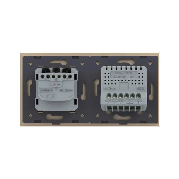Livolo | Goud | 2+SR | Puls-potentiaal vrij contact | Schakelaar tweevoudig met wandcontactdoos Livolo Nederland B.V.