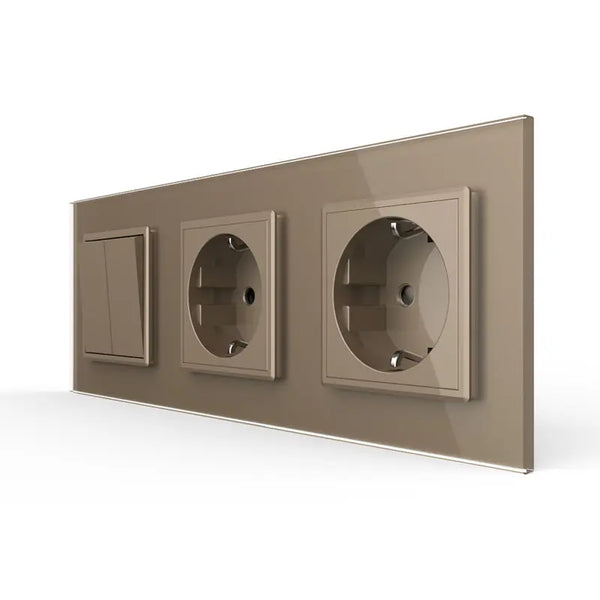 Livolo | Goud | 2+SR+SR | Puls | Wipschakelaar met dubbele wandcontactdoos Livolo Nederland B.V.