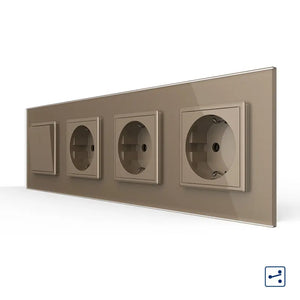 Livolo | Goud | 2+SR+SR+SR | Aan/Uit | Wissel | Wipschakelaar met drie wandcontactdozen Livolo Nederland B.V.