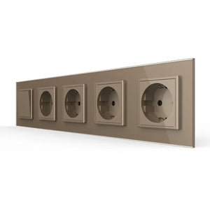 Livolo | Goud | 2+SR+SR+SR+SR | Aan/Uit | Wipschakelaar met vier wandcontactdozen Livolo Nederland B.V.