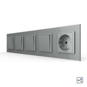 Livolo | Grijs | 1+1+1+1+SR | Aan/Uit | Wissel | Wipschakelaar met wandcontactdoos Livolo Nederland B.V.