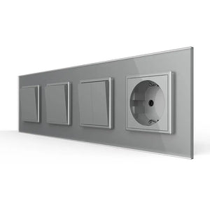 Livolo | Grijs | 1+1+2+SR | Aan/Uit | Wipschakelaar met wandcontactdoos Livolo Nederland B.V.