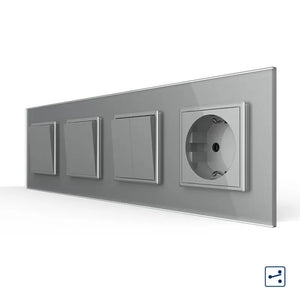 Livolo | Grijs | 1+1+2+SR | Aan/Uit | Wissel | Wipschakelaar met wandcontactdoos Livolo Nederland B.V.