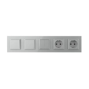 Livolo | Grijs | 1+1+2+SR+SR | Aan/Uit | Wipschakelaar dubbele wandcontactdoos Livolo Nederland B.V.