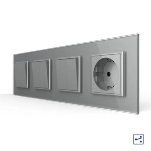 Livolo | Grijs | 1+2+2+SR | Aan/Uit | Wissel | Wipschakelaar met wandcontactdoos Livolo Nederland B.V.