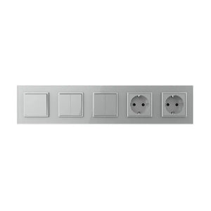 Livolo | Grijs | 1+2+2+SR+SR | Aan/Uit | Wissel | Wipschakelaar met dubbele wandcontactdoos Livolo Nederland B.V.