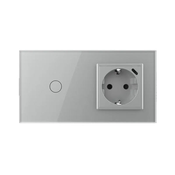 Livolo | Grijs | 1+SR | Aan/Uit | Schakelaar met wandcontactdoos + USB-C Oplader Livolo Nederland B.V.
