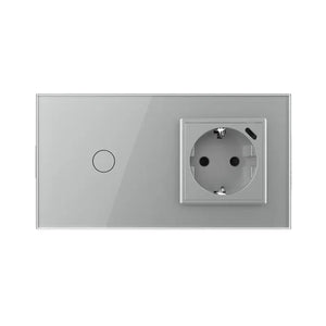 Livolo | Grijs | 1+SR | Aan/Uit | Schakelaar met wandcontactdoos + USB-C Oplader Livolo Nederland B.V.
