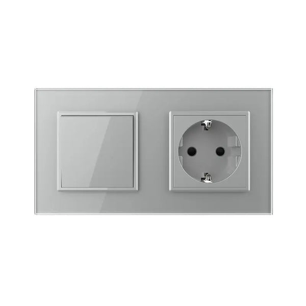 Livolo | Grijs | 1+SR | Aan/Uit | Wipschakelaar met wandcontactdoos Livolo Nederland B.V.