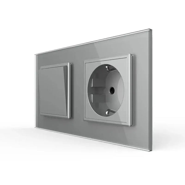 Livolo | Grijs | 1+SR | Aan/Uit | Wipschakelaar met wandcontactdoos Livolo Nederland B.V.