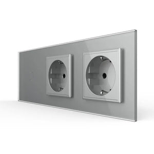 Livolo | Grijs | 1+SR+SR | Aan/Uit | Schakelaar met dubbele wandcontactdoos Livolo Nederland B.V.