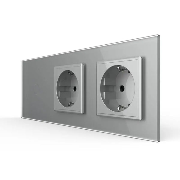 Livolo | Grijs | 1+SR+SR | Aan/Uit | Schakelaar met dubbele wandcontactdoos Livolo Nederland B.V.