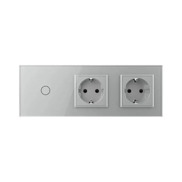 Livolo | Grijs | 1+SR+SR | Dimmer | Schakelaar met dubbele wandcontactdoos Livolo Nederland B.V.