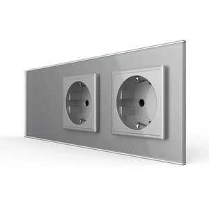 Livolo | Grijs | 1+SR+SR | Dimmer | Wisselschakelaar met dubbele wandcontactdoos Livolo Nederland B.V.