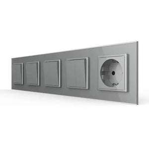 Livolo | Grijs | 2+2+2+2+SR | Aan/Uit | Wipschakelaar met wandcontactdoos Livolo Nederland B.V.