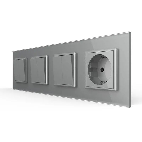 Livolo | Grijs | 2+2+2+SR | Aan/Uit | Wipschakelaar met wandcontactdoos Livolo Nederland B.V.