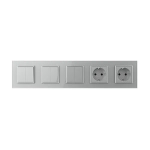 Livolo | Grijs | 2+2+2+SR+SR | Aan/Uit | Wipschakelaar met dubbele wandcontactdoos Livolo Nederland B.V.