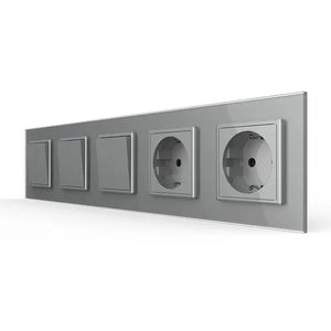 Livolo | Grijs | 2+2+2+SR+SR | Aan/Uit | Wipschakelaar met dubbele wandcontactdoos Livolo Nederland B.V.