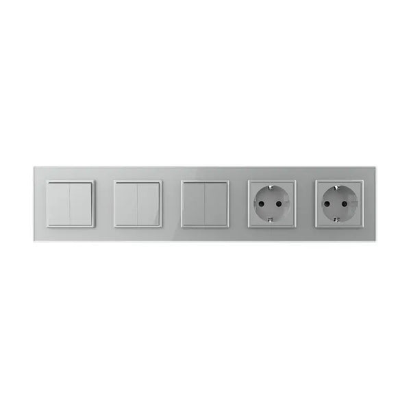 Livolo | Grijs | 2+2+2+SR+SR | Aan/Uit | Wissel | Wipschakelaar met dubbele wandcontactdoos Livolo Nederland B.V.