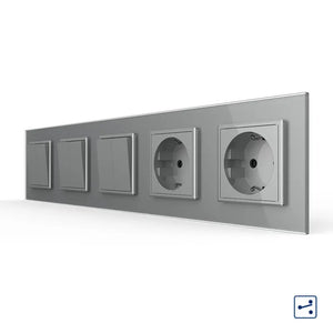 Livolo | Grijs | 2+2+2+SR+SR | Aan/Uit | Wissel | Wipschakelaar met dubbele wandcontactdoos Livolo Nederland B.V.