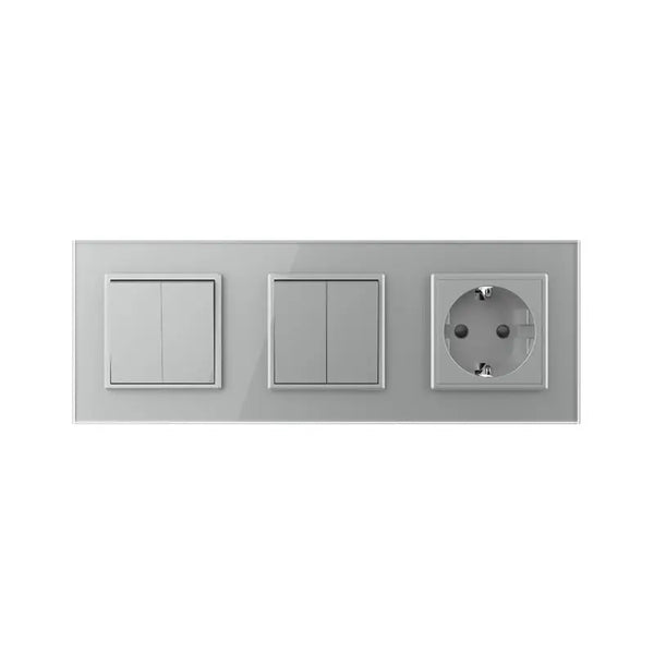 Livolo | Grijs | 2+2+SR | Aan/Uit | Wipschakelaar met wandcontactdoos Livolo Nederland B.V.