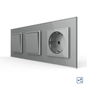 Livolo | Grijs | 2+2+SR | Aan/Uit | Wissel | Wipschakelaar met wandcontactdoos Livolo Nederland B.V.