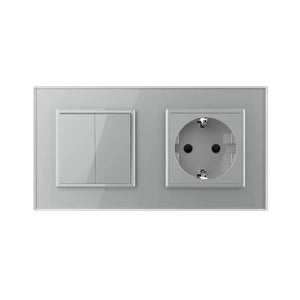 Livolo | Grijs | 2+SR | Aan/Uit | Wissel | Wipschakelaar met wandcontactdoos Livolo Nederland B.V.