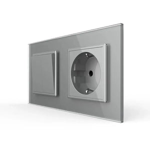 Livolo | Grijs | 2+SR | Puls | Wipschakelaar met wandcontactdoos Livolo Nederland B.V.