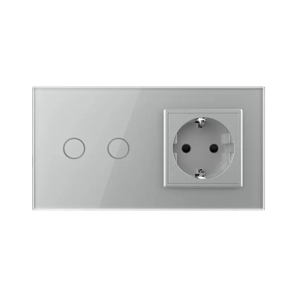 Livolo | Grijs | 2+SR | Rolluik schakelaar met wandcontactdoos Livolo Nederland B.V.
