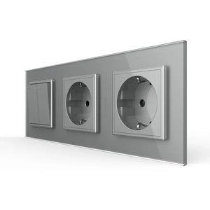 Livolo | Grijs | 2+SR+SR | Puls | Wipschakelaar met dubbele wandcontactdoos Livolo Nederland B.V.