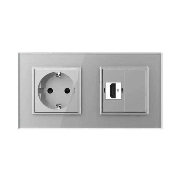 Livolo | Grijs | SR+SR | Wandcontactdoos | HDMI aansluiting | Blindplaat Livolo Nederland B.V.