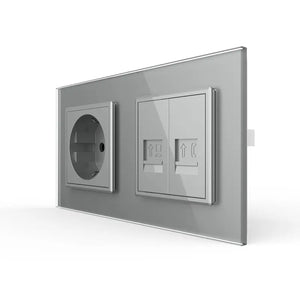 Livolo | Grijs | SR+SR | Wandcontactdoos | Netwerk | Telefoon Livolo Nederland B.V.