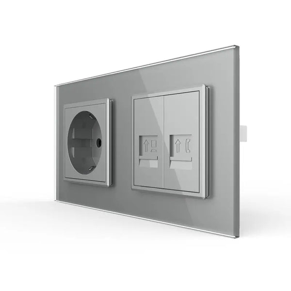 Livolo | Grijs | SR+SR | Wandcontactdoos | Netwerk | Telefoon Livolo Nederland B.V.