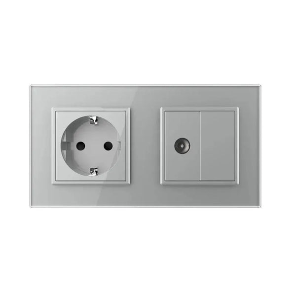 Livolo | Grijs | SR+SR | Wandcontactdoos | TV aansluiting | Blindplaat Livolo Nederland B.V.