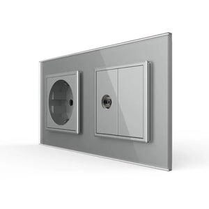 Livolo | Grijs | SR+SR | Wandcontactdoos | TV aansluiting | Blindplaat Livolo Nederland B.V.