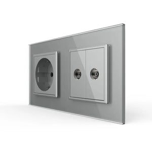 Livolo | Grijs | SR+SR | Wandcontactdoos | TV aansluiting | TV aansluiting Livolo Nederland B.V.