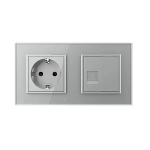 Livolo | Grijs | SR+SR | Wandcontactdoos | Telefoon | Blindplaat Livolo Nederland B.V.