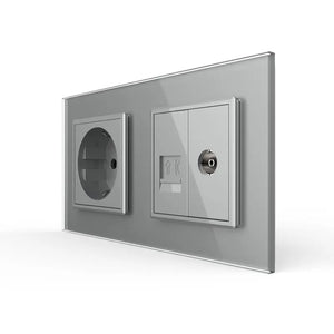 Livolo | Grijs | SR+SR | Wandcontactdoos | Telefoon | TV Livolo Nederland B.V.