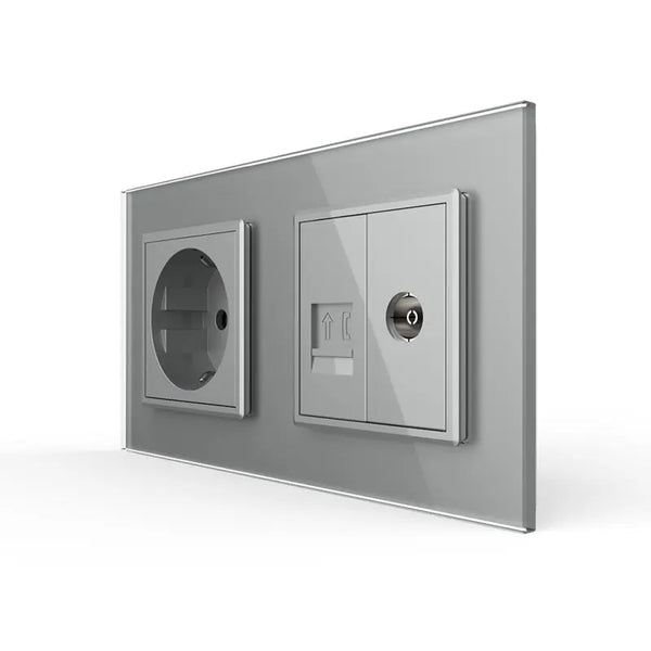 Livolo | Grijs | SR+SR | Wandcontactdoos | Telefoon | TV Livolo Nederland B.V.