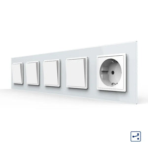 Livolo | Wit | 1+1+1+1+SR | Aan/Uit | Wissel | Wipschakelaar met wandcontactdoos Livolo Nederland B.V.