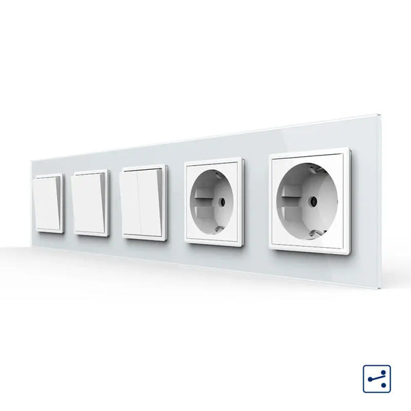 Livolo | Wit | 1+1+2+SR+SR | Aan/Uit | Wissel | Wipschakelaar met dubbele wandcontactdoos Livolo Nederland B.V.