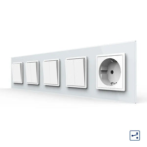 Livolo | Wit | 1+2+2+2+SR | Aan/Uit | Wissel | Wipschakelaar met wandcontactdoos Livolo Nederland B.V.