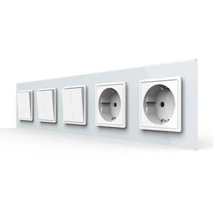 Livolo | Wit | 1+2+2+SR+SR | Aan/Uit | Wipschakelaar met dubbele wandcontactdoos Livolo Nederland B.V.
