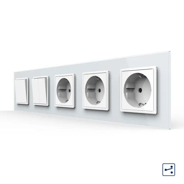 Livolo | Wit | 1+2+SR+SR+SR | Aan/Uit | Wissel | Wipschakelaar met drie wandcontactdozen Livolo Nederland B.V.