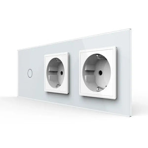 Livolo | Wit | 1+SR+SR | Dimmer | Wisselschakelaar met dubbele wandcontactdoos Livolo Nederland B.V.