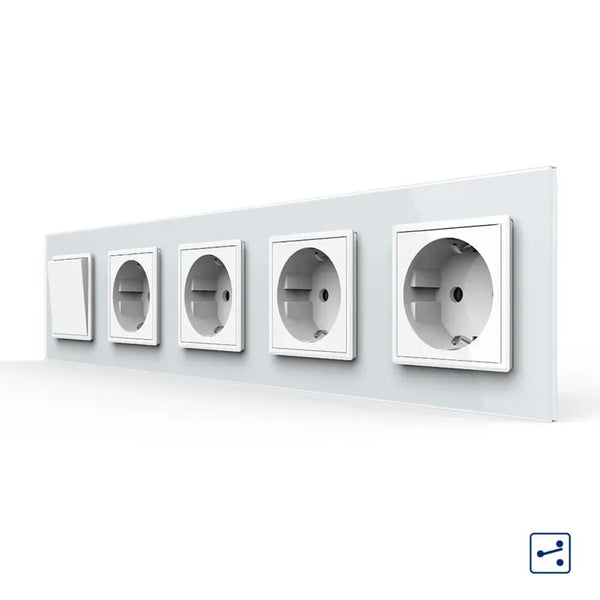 Livolo | Wit | 1+SR+SR+SR+SR | Aan/Uit | Wissel | Wipschakelaar met vier wandcontactdozen Livolo Nederland B.V.