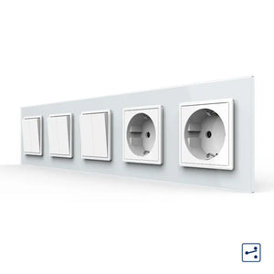 Livolo | Wit | 2+2+2+SR+SR | Aan/Uit | Wissel | Wipschakelaar met dubbele wandcontactdoos Livolo Nederland B.V.