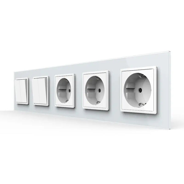 Livolo | Wit | 2+2+SR+SR+SR | Aan/Uit | Wipschakelaar met drie wandcontactdozen Livolo Nederland B.V.